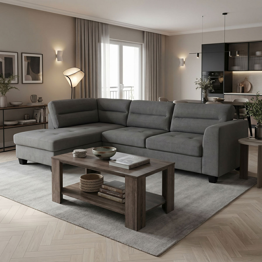 Corner sofa right corner Camile pakoworld dark grey fabric 270x174x95cm