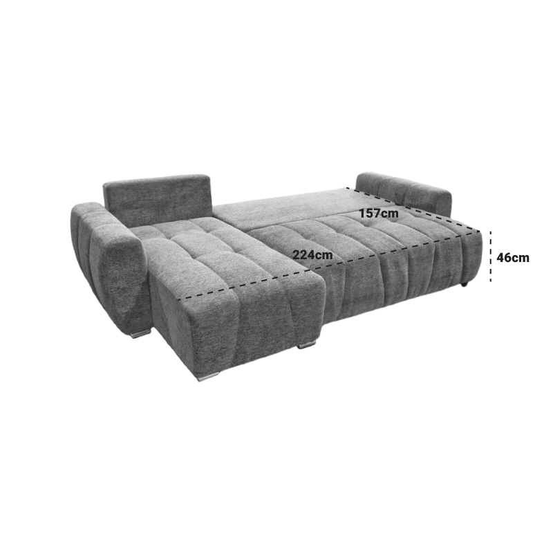Reversible sofa-bed Vivad pakoworld fabric in beige color 275x164x91cm