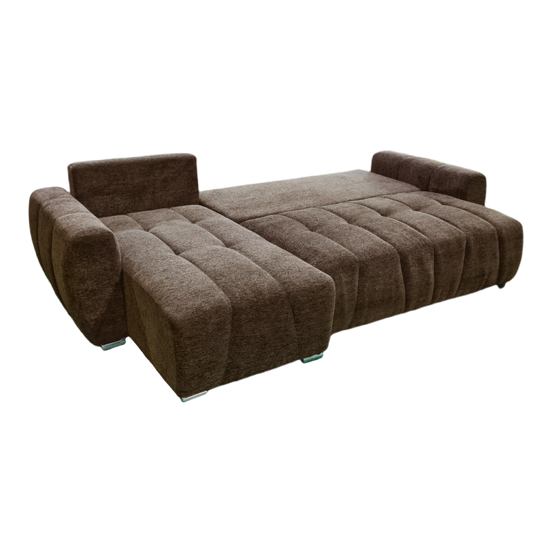 Reversible sofa-bed Vivad pakoworld fabric in dark brown color 275x164x91cm