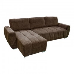 Reversible sofa-bed Vivad pakoworld fabric in dark brown color 275x164x91cm