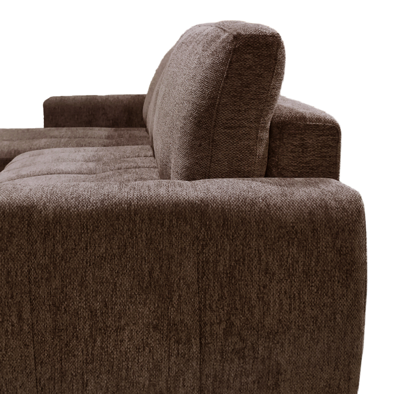 Reversible sofa-bed Vivad pakoworld fabric in dark brown color 275x164x91cm