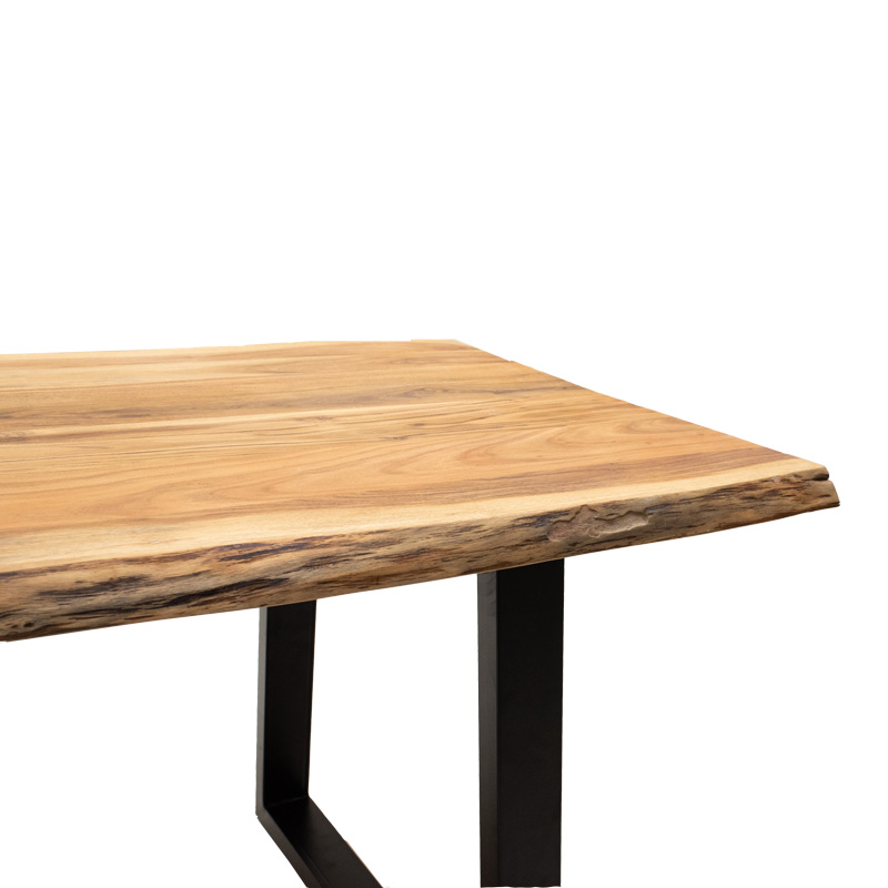 Miles Slim pakoworld table solid acacia wood in natural shade with black metal legs 160x90x76cm Miles Slim pakoworld table solid acacia wood in natural shade with black metal legs 160x90x76cm