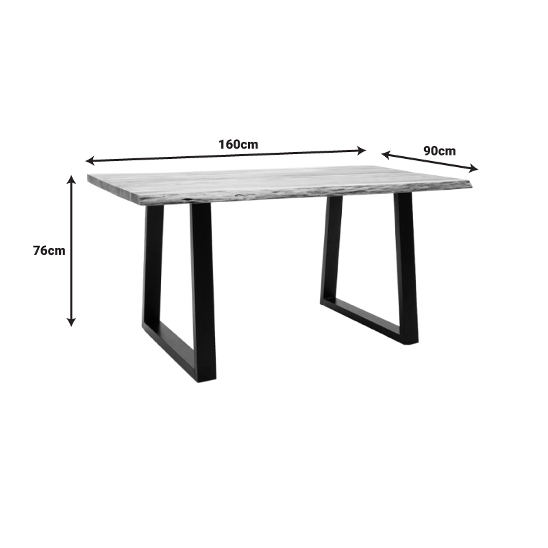 Miles pakoworld table solid acacia wood thickness 3.7-4cm in natural shade with black metal legs 160x90x76cm Miles pakoworld table solid acacia wood thickness 3.7-4cm in natural shade with black metal legs 160x90x76cm