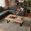 Miles Slim pakoworld coffee table solid acacia wood in natural shade with black metal legs 115x60x45cm