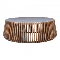 Coffee table Mable pakoworld mango wood in natural color and marble look surface D120x45cm