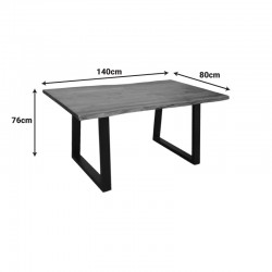 Miles pakoworld table solid acacia wood thickness 3.7-4cm in walnut shade with black metal legs 140x80x76cm