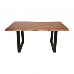 Miles pakoworld table solid acacia wood thickness 3.7-4cm in walnut color with black metal legs 160x90x76cm