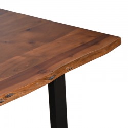 Miles pakoworld table solid acacia wood thickness 3.7-4cm in walnut color with black metal legs 160x90x76cm