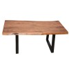 Miles pakoworld coffee table solid acacia wood thickness 3.7-4cm in walnut color with black metal legs 115x60x45cm