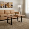 Miles pakoworld coffee table solid acacia wood thickness 3.7-4cm in walnut color with black metal legs 115x60x45cm