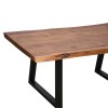 Miles pakoworld coffee table solid acacia wood thickness 3.7-4cm in walnut color with black metal legs 115x60x45cm