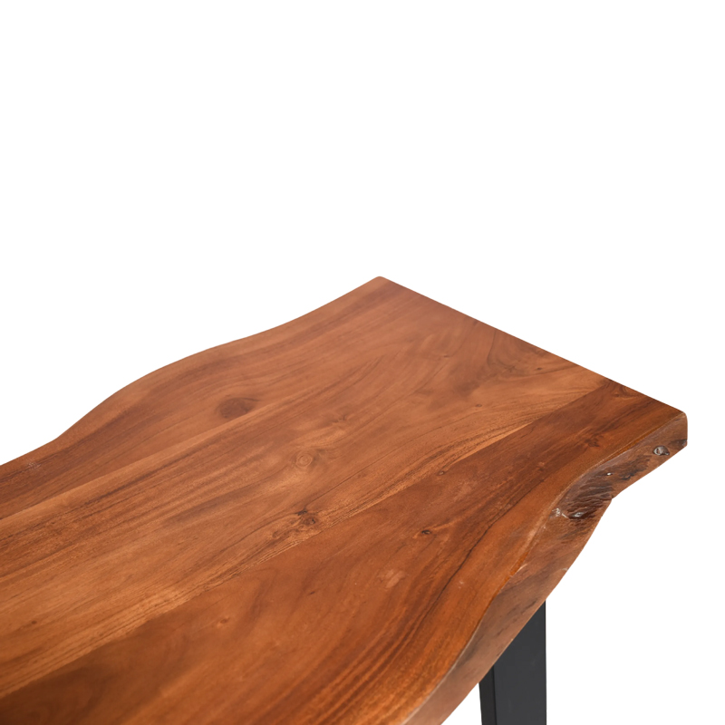Bar table Miles pakoworld solid acacia wood 3.7-4cm in walnut color with black metal legs 120x53x97cm