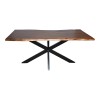 Lenoua pakoworld table solid acacia wood thickness 3.7-4cm in walnut color with black metal legs 180x90x76cm