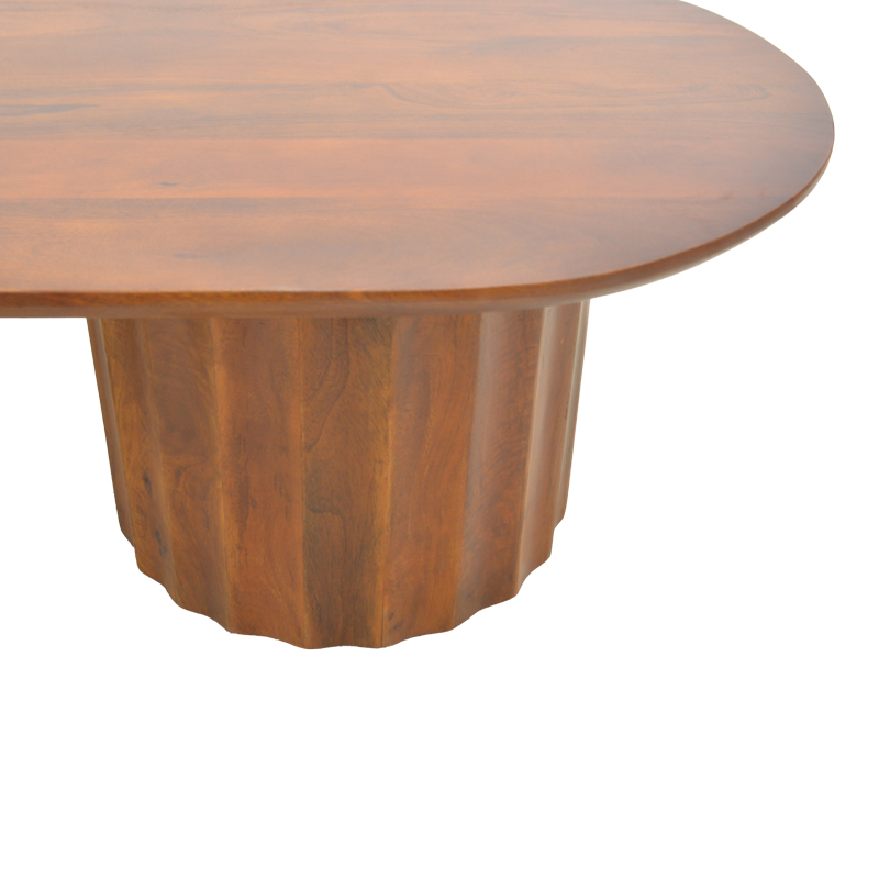 Τραπέζι σαλονιού Flute pakoworld μασίφ ξύλο μάνγκο καρυδί 130x65x40εκ