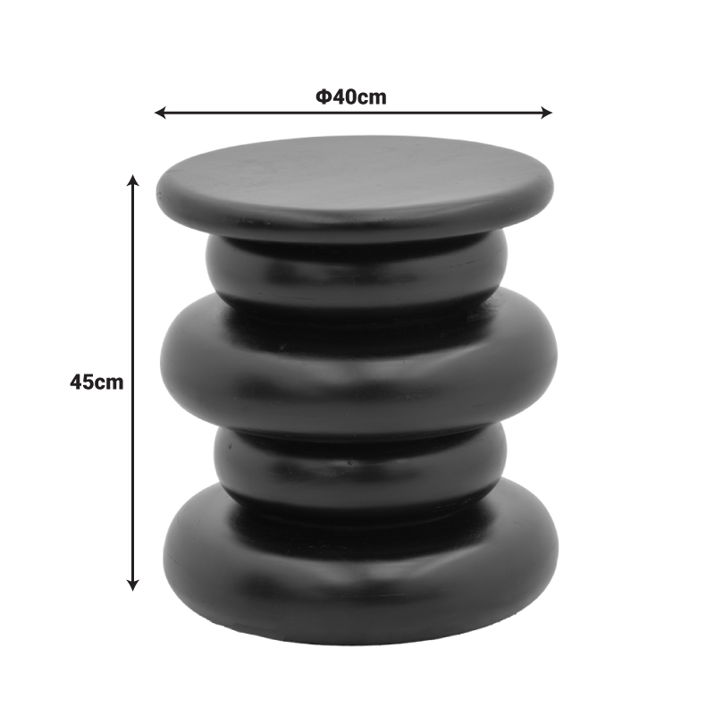 Βοηθητικό τραπέζι Circena pakoworld μασίφ μάνγκο ξύλο μαύρο Φ40x45εκ