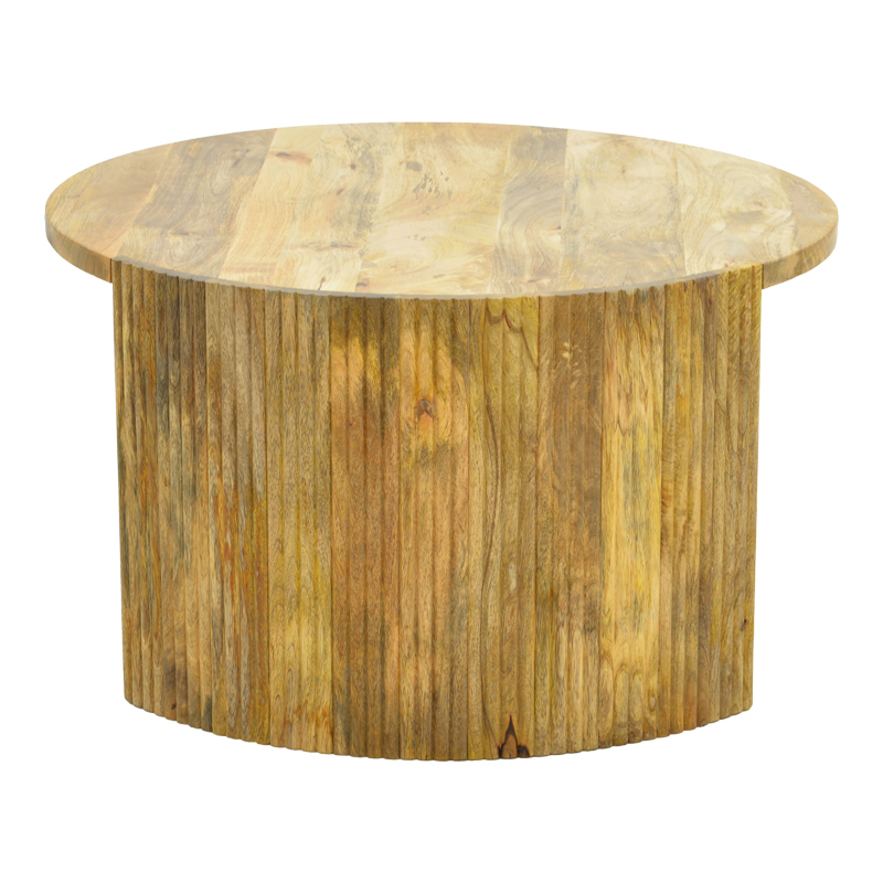 Τραπέζι σαλονιού Orban pakoworld μασίφ μάνγκο ξύλο σε φυσική απόχρωση Φ80x45εκ