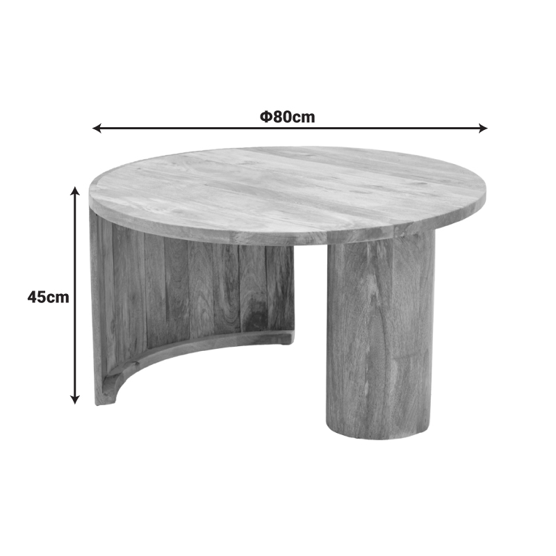 Τραπέζι σαλονιού Orban pakoworld μασίφ μάνγκο ξύλο σε φυσική απόχρωση Φ80x45εκ