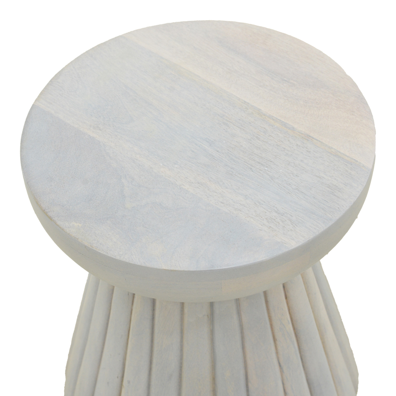 Side table Nemira pakoworld solid mango wood white D30x35cm