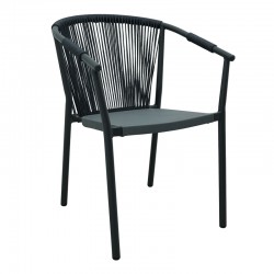 Aluminum armchair Convince pakoworld stackable with grey frame-textilene-pe rattan 56x63x82cm Aluminum armchair Convince pakoworld stackable with grey frame-textilene-pe rattan 56x63x82cm