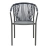 Πολυθρόνα στοιβαζόμενη Convince pakoworld γκρι αλουμίνιο-pe rattan ανθρακί-textilene σε γκρι απόχρωση 56x63x82εκ