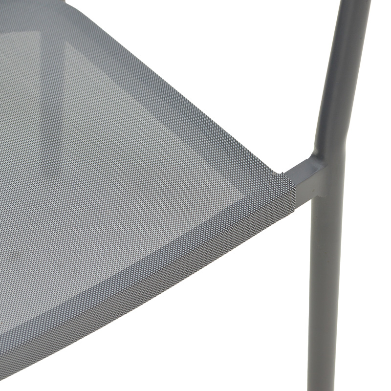 Aluminum armchair Convince pakoworld stackable with grey frame-black textilene-dark grey pe rattan 56x63x82cm