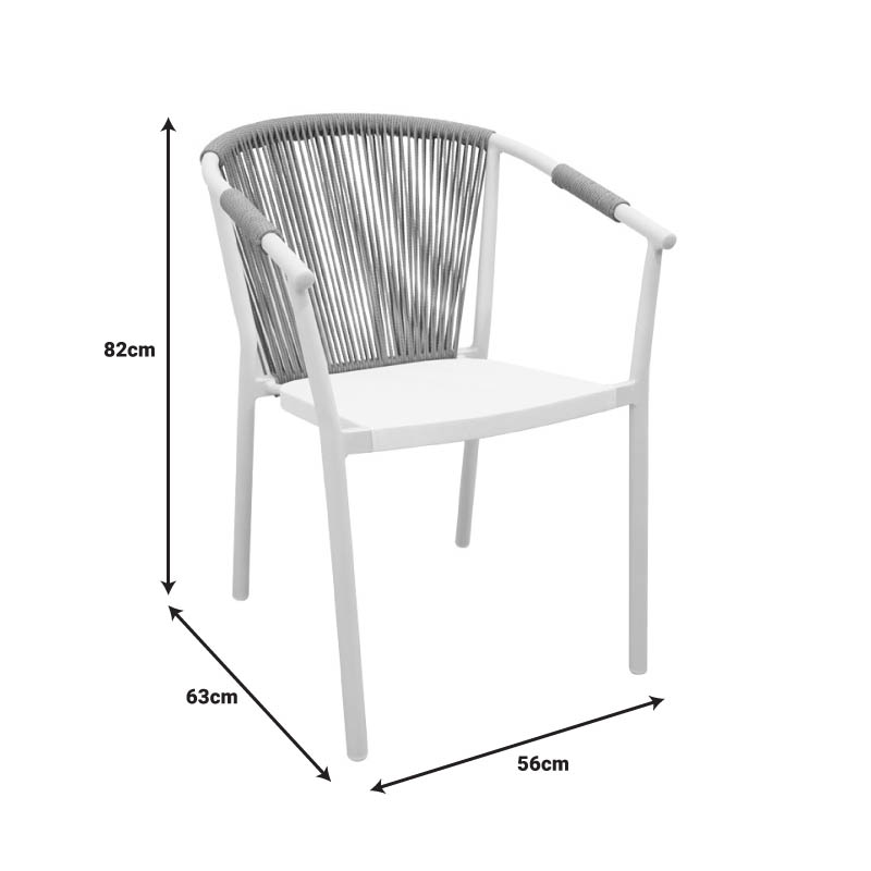 Convince aluminum armchair pakoworld stackable with brown frame-textilene-pe rattan 56x63x82cm Convince aluminum armchair pakoworld stackable with brown frame-textilene-pe rattan 56x63x82cm