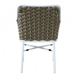 Ortegia pakoworld stackable aluminum armchair with white frame-khaki rope 57x62x82cm Ortegia pakoworld stackable aluminum armchair with white frame-khaki rope 57x62x82cm