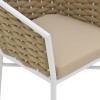 Aluminum armchair Noevo pakoworld stackable with white frame-natural rope 57x62x76cm