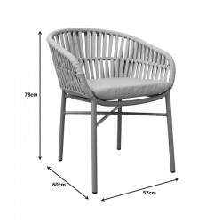 Frama pakoworld stackable aluminum-pe rope armchair in brown shade and cushion 57x60x78cm Frama pakoworld stackable aluminum-pe rope armchair in brown shade and cushion 57x60x78cm