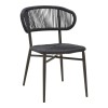 Καρέκλα στοιβαζόμενη Agus pakoworld αλουμίνιο-pe rattan σε μαύρη απόχρωση 55x63x77εκ
