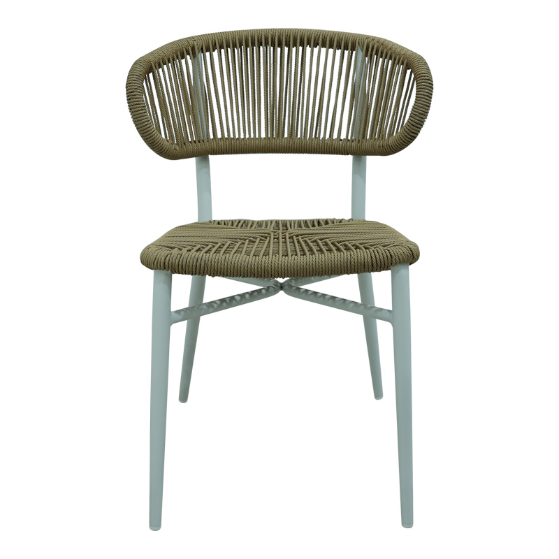 Aluminum-pe rattan chair Agus pakoworld stackable in white shade 55x63x77cm Aluminum-pe rattan chair Agus pakoworld stackable in white shade 55x63x77cm