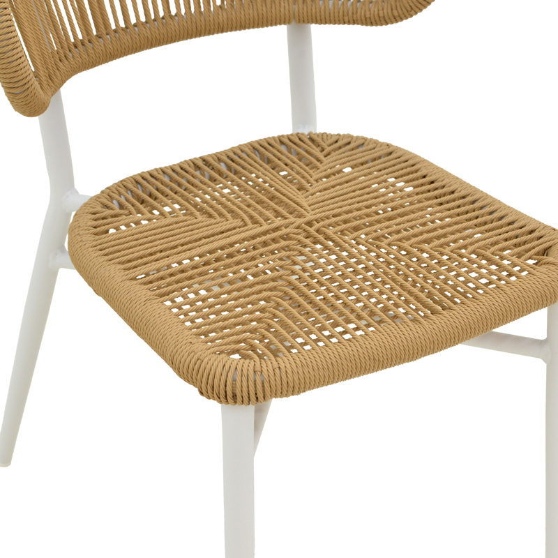 Aluminum-pe rattan chair Agus pakoworld stackable in white shade 55x63x77cm