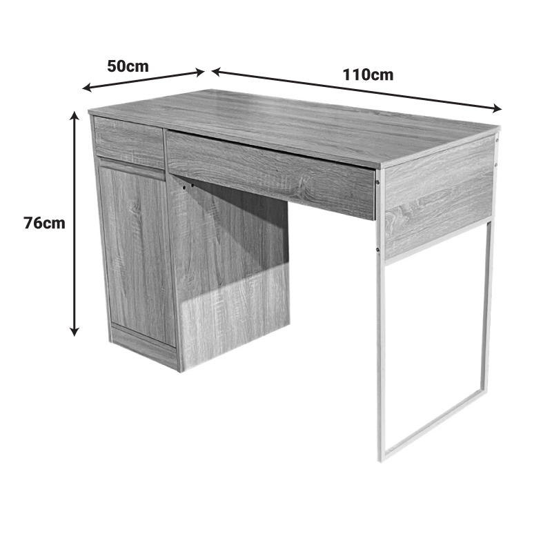 Kantor pakoworld work desk in natural shade with white metal leg 110x50x76cm Kantor pakoworld work desk in natural shade with white metal leg 110x50x76cm