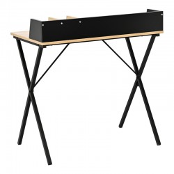Office desk Zervan pakoworld in oak color with black metal legs 80x50x84cm Office desk Zervan pakoworld in oak color with black metal legs 80x50x84cm