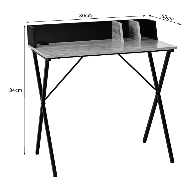 Office desk Zervan pakoworld in oak color with black metal legs 80x50x84cm Office desk Zervan pakoworld in oak color with black metal legs 80x50x84cm