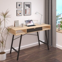 Office desk Yamin pakoworld in oak color with black metal legs 120x48x76cm Office desk Yamin pakoworld in oak color with black metal legs 120x48x76cm