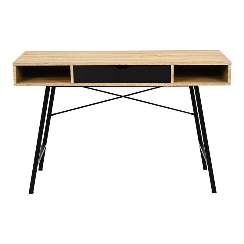 Office desk Yamin pakoworld in oak color with black metal legs 120x48x76cm Office desk Yamin pakoworld in oak color with black metal legs 120x48x76cm