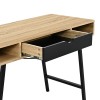 Office desk Yamin pakoworld in oak color with black metal legs 120x48x76cm