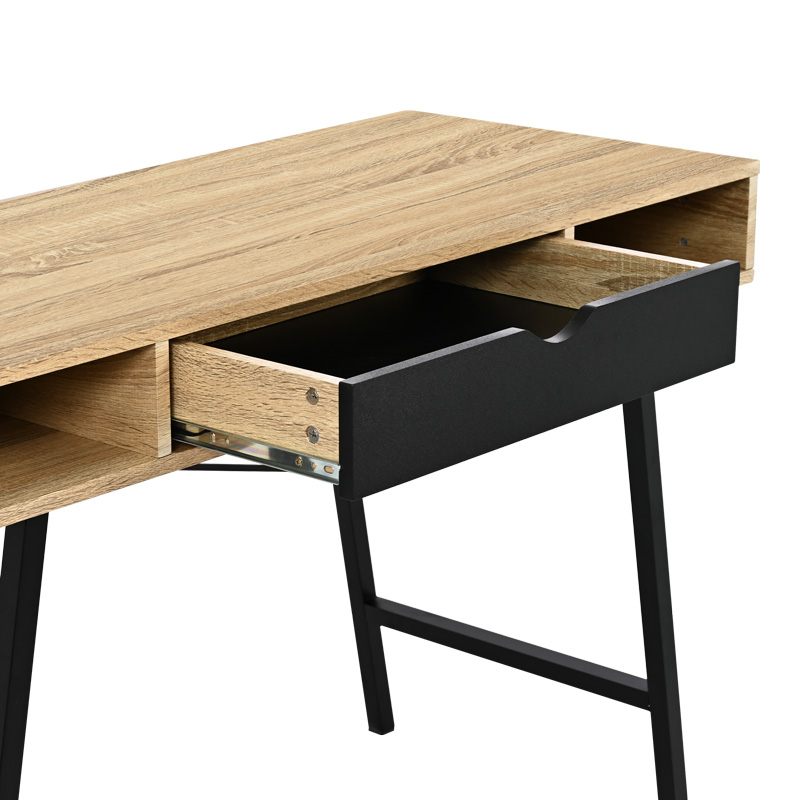 Office desk Yamin pakoworld in oak color with black metal legs 120x48x76cm Office desk Yamin pakoworld in oak color with black metal legs 120x48x76cm