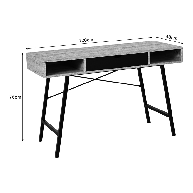 Office desk Yamin pakoworld in oak color with black metal legs 120x48x76cm Office desk Yamin pakoworld in oak color with black metal legs 120x48x76cm