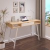Office desk Yamin pakoworld in oak color with white metal legs 120x48x76cm