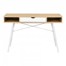 Office desk Yamin pakoworld in oak color with white metal legs 120x48x76cm Office desk Yamin pakoworld in oak color with white metal legs 120x48x76cm