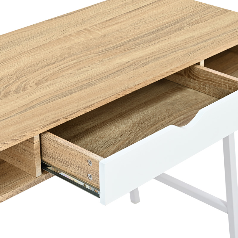 Office desk Yamin pakoworld in oak color with white metal legs 120x48x76cm Office desk Yamin pakoworld in oak color with white metal legs 120x48x76cm