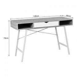 Office desk Yamin pakoworld in oak color with white metal legs 120x48x76cm Office desk Yamin pakoworld in oak color with white metal legs 120x48x76cm