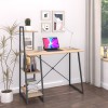 Office desk with shelves Deckstor pakoworld in oak color with black metal legs 102x50x117cm