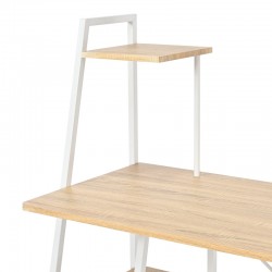 Office desk with shelves Deckstor pakoworld in oak color with white metal legs 102x50x117cm Office desk with shelves Deckstor pakoworld in oak color with white metal legs 102x50x117cm
