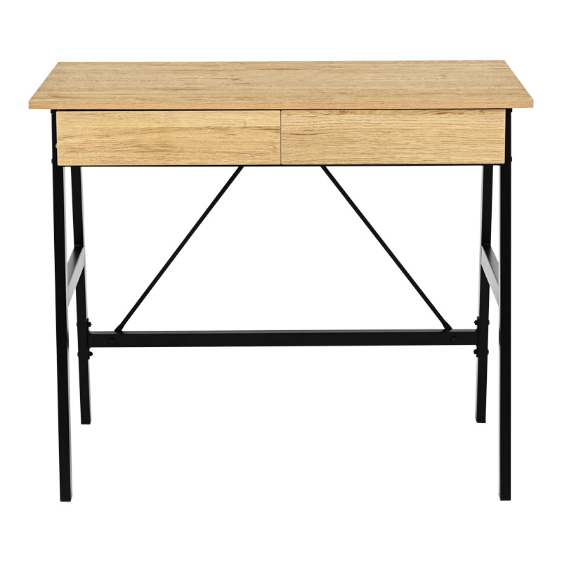 Office desk with drawers Lione pakoworld in oak color with black metal legs 90x50x75cm Office desk with drawers Lione pakoworld in oak color with black metal legs 90x50x75cm