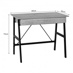 Office desk with drawers Lione pakoworld in oak color with black metal legs 90x50x75cm Office desk with drawers Lione pakoworld in oak color with black metal legs 90x50x75cm