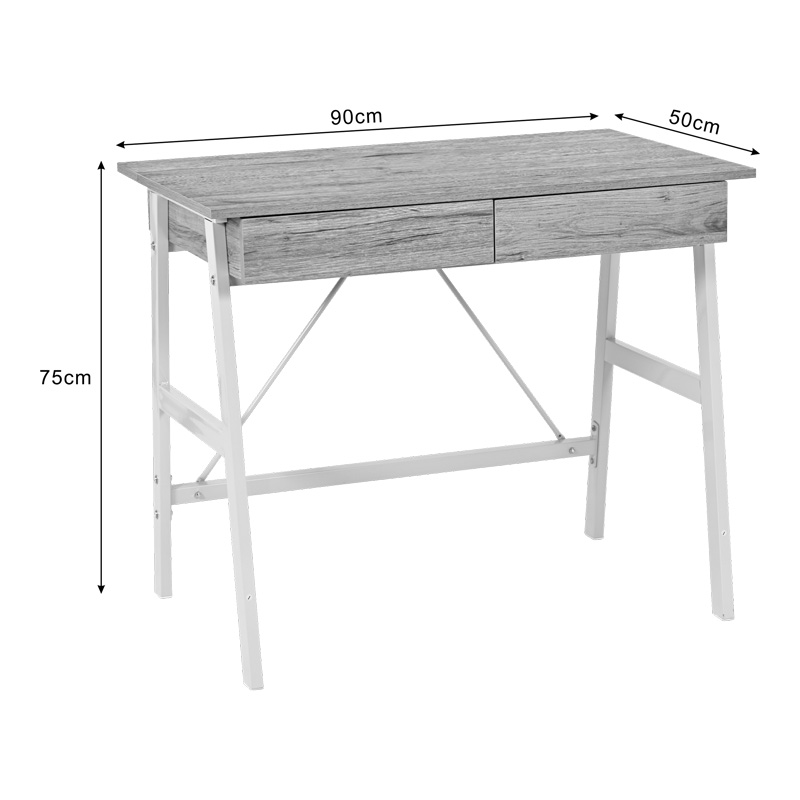 Office desk with drawers Lione pakoworld in oak color with white metal legs 90x50x75cm Office desk with drawers Lione pakoworld in oak color with white metal legs 90x50x75cm