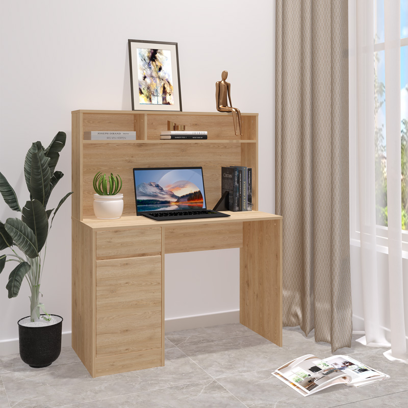 Office desk with shelf Secreta pakoworld in oak color 110x50x135cm